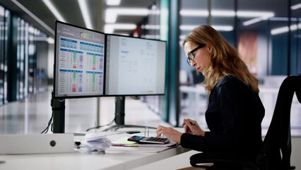 Aufkleber - Accountant Using E Invoice Software At Computer