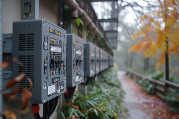 The electric cabinet is on the street