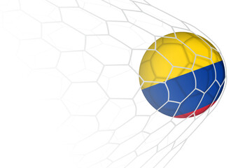 Wall Mural - Colombia flag soccer ball in net.