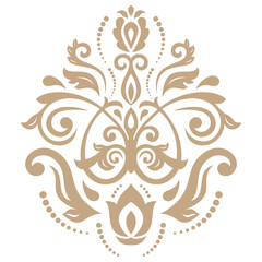 Sticker - Golden and white classic pattern. Seamless abstract background with vintage elements. Orient pattern. Ornament for wallpapers and packaging