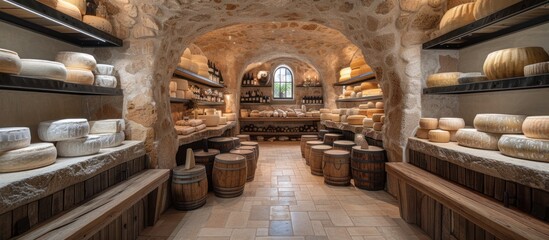 A traditional cheese cellar