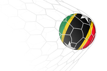 Wall Mural - Saint Kitts and Nevis flag soccer ball in net.