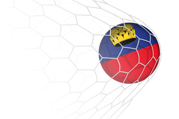 Wall Mural - Liechtenstein flag soccer ball in net.