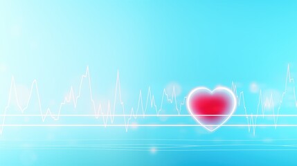 Wall Mural - blue light glowing neutral medical science healthcare poster or banner background with cardiogram an