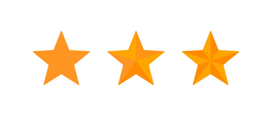 Wall Mural - graphic elements of three orange stars – one star in a 2d plane and two stars with 3d effects