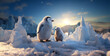 penguin in polar regions, Adorable Penguin Chick Begging for Food Tug at the heartstrings with an image of a fluffy penguin chick eagerly begging for food from its attentive parent, its plaintive crie