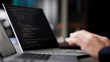 Wall Mural - programmer woman coding on computer