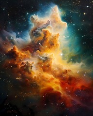 vibrant cosmic nebula artwork with stars, ethereal clouds, and mystical light for space themed backg