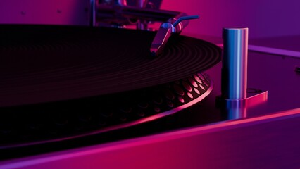 Aufkleber - This 3D illustration showcases a vinyl record player with vibrant colors, adding a modern and colorful twist to a classic music player.