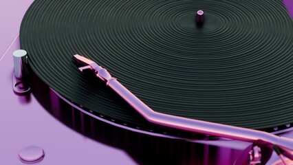 Aufkleber - This 3D illustration showcases a vinyl record player with vibrant colors, adding a modern and colorful twist to a classic music player.