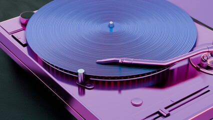 Aufkleber - This 3D illustration showcases a vinyl record player with vibrant colors, adding a modern and colorful twist to a classic music player.