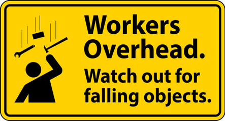 Sticker - Warning Falling Debris Sign, Workers Overhead Falling Objects