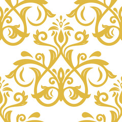 Wall Mural - Classic seamless vector pattern. Damask orient ornament. Classic vintage golden background. Orient pattern for fabric, wallpapers and packaging