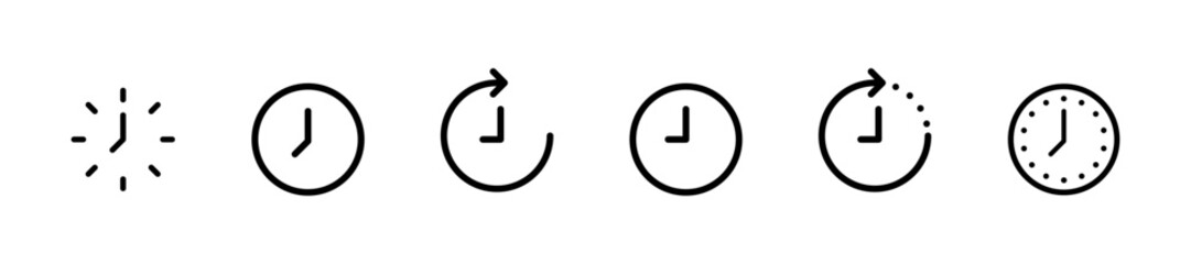 Wall Mural - Time, Clock icon collection. Timer, clock set vector symbols. Time Alarm, Stopwatch vector set icons