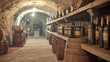 An atmospheric view of an old wine cellar