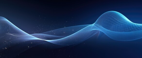 Wall Mural - Abstract Blue Wave on Digital Background