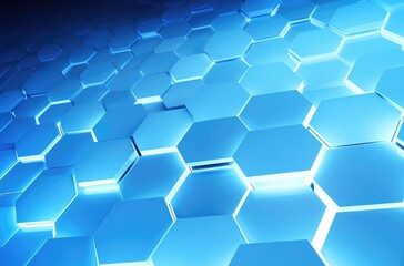 Wall Mural - Abstract Blue Hexagon Geometric Background Light