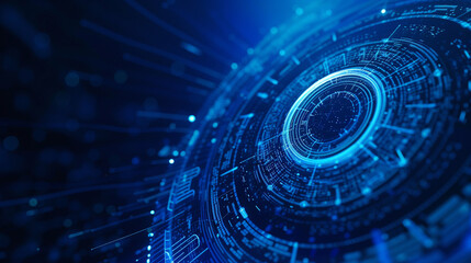 Wall Mural - an intricate vector hud design featuring concentric circles and radial lines in shades of electric b