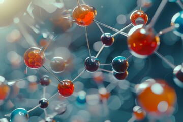 Wall Mural - Abstract molecule structure, research in molecular chemistry.