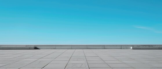 Poster - Empty Modern Terrace with Clear Blue Sky