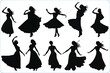 © Creative_Design - Dancing Women silhouettes, Vector silhouettes of girls dancing in different positions, Woman dancing silhouette vector illustration, Vector silhouette of a woman dancing