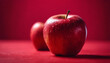organic and fresh red apple, isolated red background

