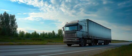 Wall Mural - Long Haul Commercial Truck on Open Road