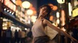 © MUCHIB - Woman, dancing and street performance at night in Japan for contemporary, outdoor or dark.