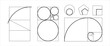 Golden ratio Isolated template set. Geometry harmony proportion collection, divine proportion PNG