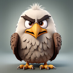 Sticker - Cute Cartoon Bald Eagle Character with Big Eyes