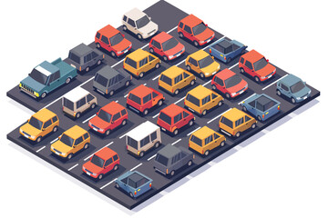 Wall Mural - Cars Parking Lot Flat Design