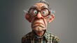 Dignified Grandfather: Caricature Illustration of an Old Man Displaying Pride. Generated by AI