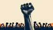 © oldwar - Fist protest hand activist people social fight crowd civil women march strike rebellion black. Hand fist protest rally movement young youth power racism raised racial group mob revolution change unity
