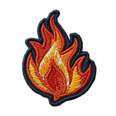 fire embroidered patch badge isolated on transparent or white background, png