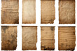 Collection of Nine Ancient Scrolls. A photo showcasing a collection of nine ancient scrolls made of paper, neatly arranged on a plain Transparent background.