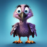 Fototapeta Zwierzęta - Cute Cartoon Vulture Character with Big Eyes
