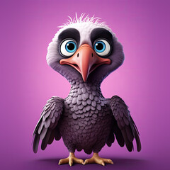 Poster - Cute Cartoon Vulture Character with Big Eyes