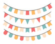 © Tatiana - Set of festive garlands with multi-colored flags. Icons in flat style. Vector