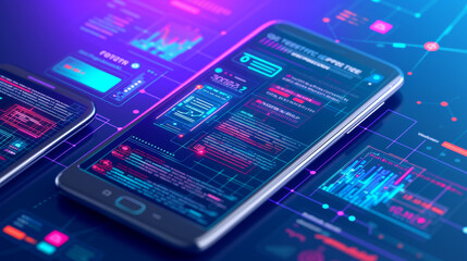 ux ui, mobile app user interface designs, digital software technology development concept. planning 