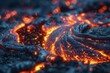 Lava texture. Abstract background of black and orange fire flames.