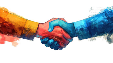 Colorful Handshake Illustration Signifying Partnership