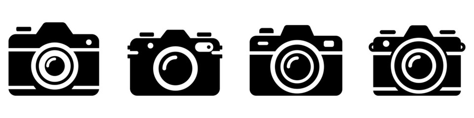 Wall Mural - camera icon. set of photo camera symbols. black icon of camera isolated on white