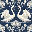 Tile with swan as background and to fill areas, ai generated
