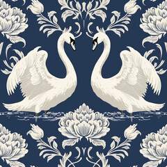 Naklejka na meble Tile with swan as background and to fill areas, ai generated