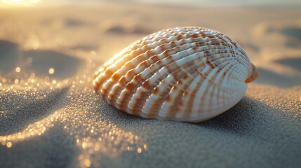 Wall Mural - close up of a seashell on the beach