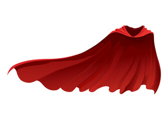 Wall Mural - Superhero red cape in front view. Scarlet fabric silk cloak. Mantle costume or cover cartoon illustration