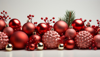 Poster - Christmas ornament decoration, winter celebration, shiny ball on tree generated by AI