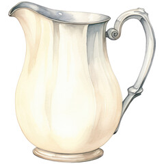 Wall Mural - Milk jug, watercolor illustration, isolated on transparent background