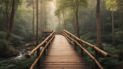 Wall Mural - wooden bridge in the forest