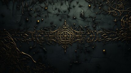 Golden Ornament On Dark Stone Background